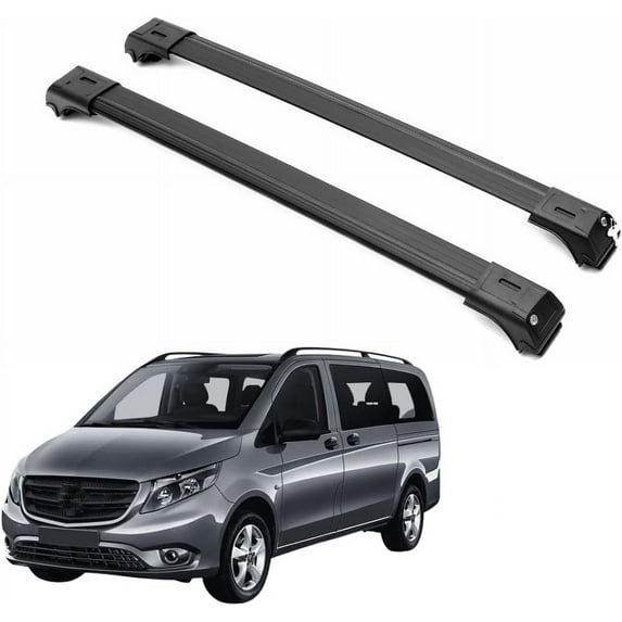 ERKUL Roof Rack Cross Bars for Mercedes Benz Metris 2016-2023 | Aluminum Crossbars with Anti Theft Lock for Rooftop | Compatible with Raised Rails - Black