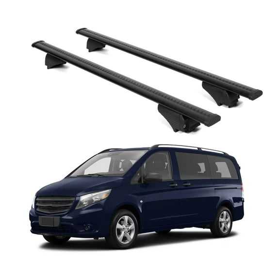 ERKUL Roof Rack Cross Bars for Mercedes Benz Metris 2016-2023 | Aluminum Crossbars with Anti Theft Lock for Rooftop | Compatible with Raised Rails - Black