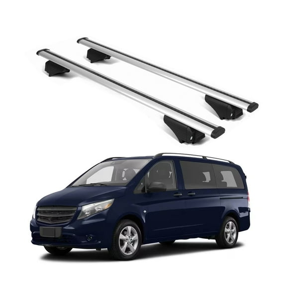 ERKUL Roof Rack Cross Bars for Mercedes Benz Metris 2016-2023 | Aluminum Crossbars with Anti Theft Lock for Rooftop | Compatible with Raised Rails - Silver