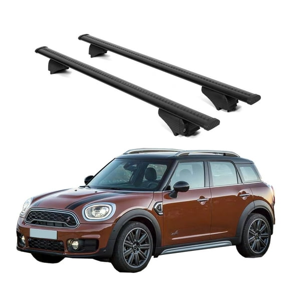 ERKUL Roof Rack Cross Bars for Mini Cooper Countryman 2017-2024 | Aluminum Crossbars with Anti Theft Lock for Rooftop | Compatible with Raised Rails - Black