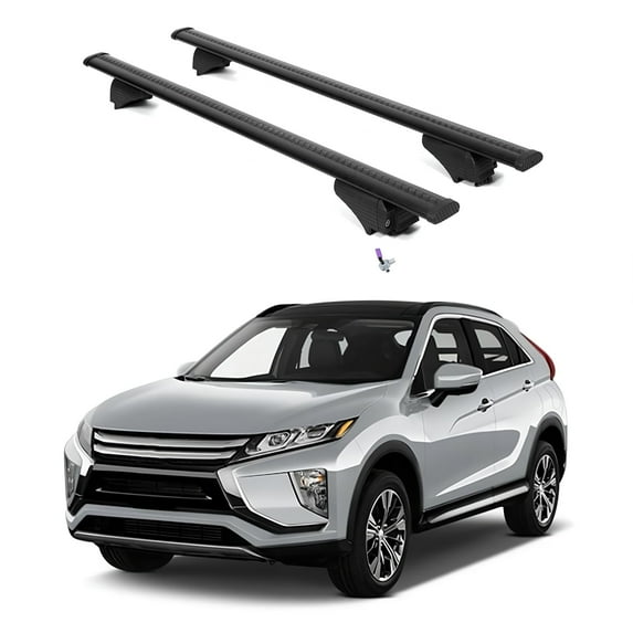 ERKUL Roof Rack Cross Bars for Mitsubishi Eclipse Cross 2018-2024 | Aluminum Crossbars with Anti Theft Lock for Rooftop | Compatible with Flush Rails - Black