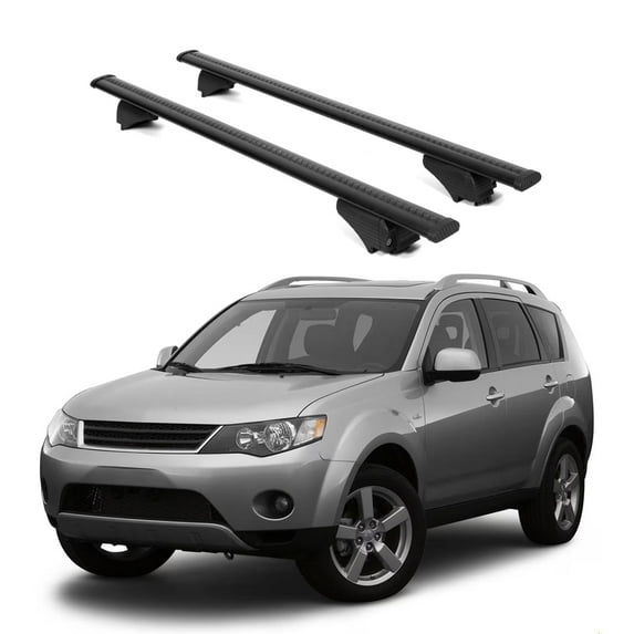 ERKUL Roof Rack Cross Bars for Mitsubishi Outlander 2007-2013 | Aluminum Crossbars with Anti Theft Lock for Rooftop | Compatible with Raised Rails - Black