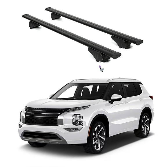 ERKUL Roof Rack Cross Bars for Mitsubishi Outlander PHEV 2023-2025 | Aluminum Crossbars with Anti Theft Lock for Rooftop | Compatible with Flush Rails - Black