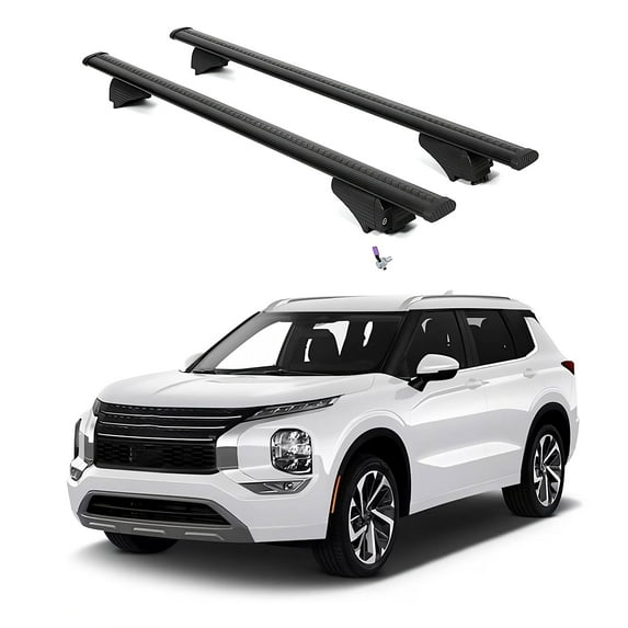 ERKUL Roof Rack Cross Bars for Mitsubishi Outlander PHEV 2023-2025 | Aluminum Crossbars with Anti Theft Lock for Rooftop | Compatible with Flush Rails - Black