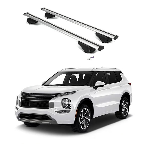 ERKUL Roof Rack Cross Bars for Mitsubishi Outlander PHEV 2023-2025 | Aluminum Crossbars with Anti Theft Lock for Rooftop | Compatible with Flush Rails - Silver