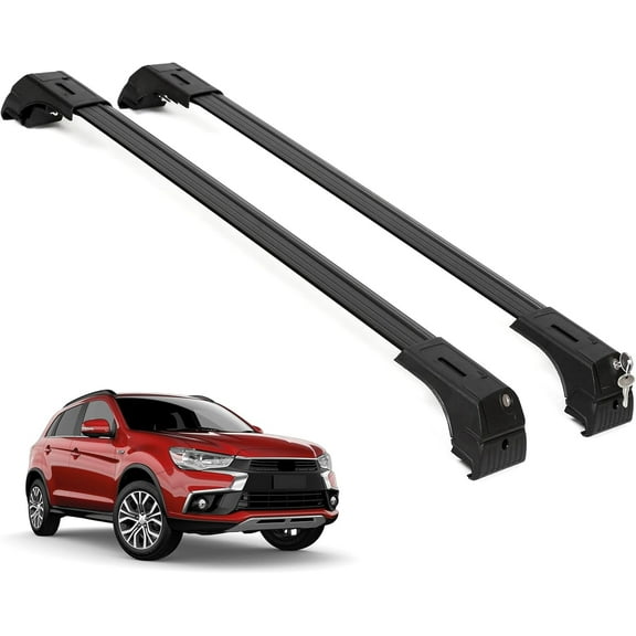 ERKUL Roof Rack Cross Bars for Mitsubishi Outlander Sport 2011-2025 | Aluminum Crossbars with Anti Theft Lock for Rooftop | Compatible with Flush Rails - Black