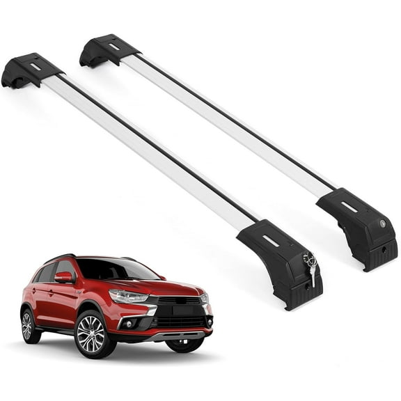 ERKUL Roof Rack Cross Bars for Mitsubishi Outlander Sport 2011-2025 | Aluminum Crossbars with Anti Theft Lock for Rooftop | Compatible with Flush Rails - Silver