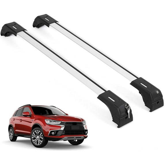 ERKUL Roof Rack Cross Bars for Mitsubishi Outlander Sport 2011-2025 | Aluminum Crossbars with Anti Theft Lock for Rooftop | Compatible with Flush Rails - Silver