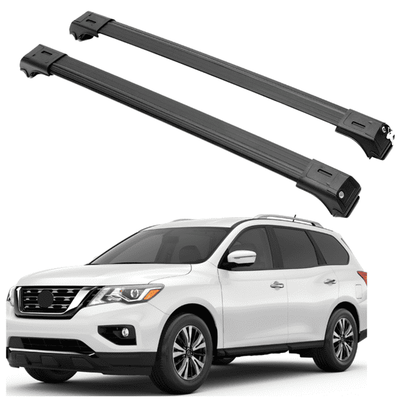 ERKUL Roof Rack Cross Bars for Nissan Pathfinder 2013-2021 | Aluminum Crossbars with Anti Theft Lock for Rooftop | Compatible with Raised Rails - Silver