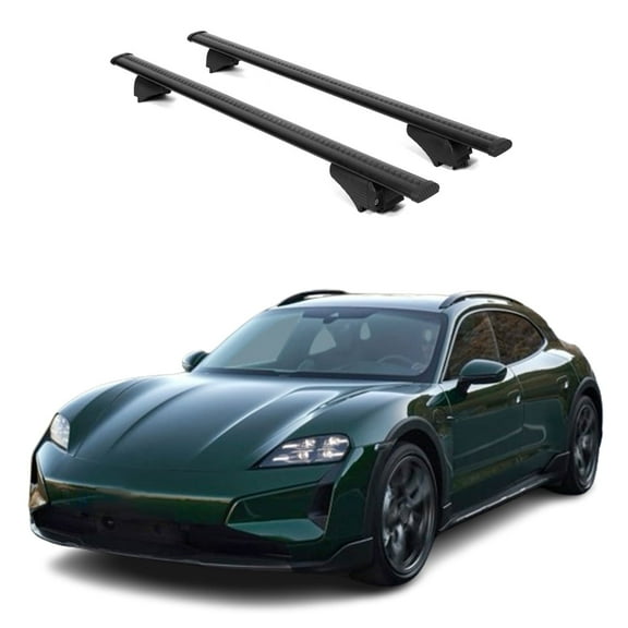 ERKUL Roof Rack Cross Bars for Porsche Taycan Cross Turismo 2020-2025 | Aluminum Crossbars with Anti Theft Lock for Rooftop | Compatible with Raised Rails - Black