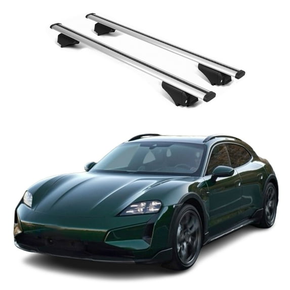 ERKUL Roof Rack Cross Bars for Porsche Taycan Cross Turismo 2020-2025 | Aluminum Crossbars with Anti Theft Lock for Rooftop | Compatible with Raised Rails - Silver