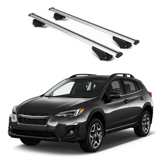 ERKUL Roof Rack Cross Bars for Subaru Crosstrek 2018-2023 | Aluminum Crossbars with Anti Theft Lock for Rooftop | Compatible with Raised Rails - Silver