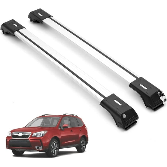 ERKUL Roof Rack Cross Bars for Subaru Forester 2014-2019 | Anti-Theft Lock Aluminum Crossbars for Rooftop, Cargo Carrier, Luggage, Kayak, Canoe, Bike | Silver