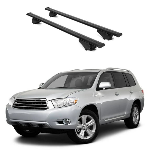 ERKUL Roof Rack Cross Bars for Toyota Highlander 2010-2013 | Aluminum Crossbars with Anti Theft Lock for Rooftop | Compatible with Raised Rails - Black