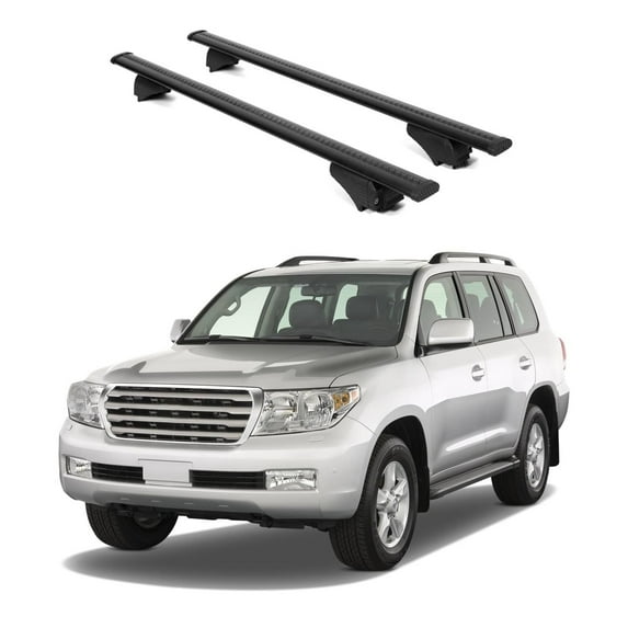 ERKUL Roof Rack Cross Bars for Toyota Land Cruiser 2008-2021 | Aluminum Crossbars with Anti Theft Lock for Rooftop | Compatible with Raised Rails - Black
