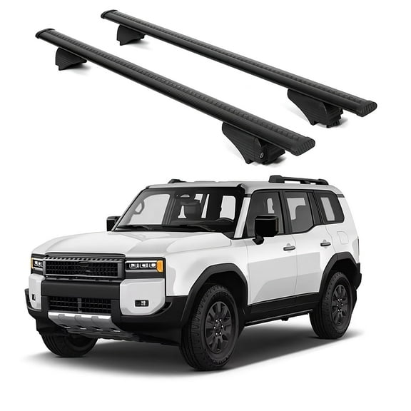 ERKUL Roof Rack Cross Bars for Toyota Land Cruiser 2024-2025 | Aluminum Crossbars with Anti Theft Lock for Rooftop | Compatible with Raised Rails - Black