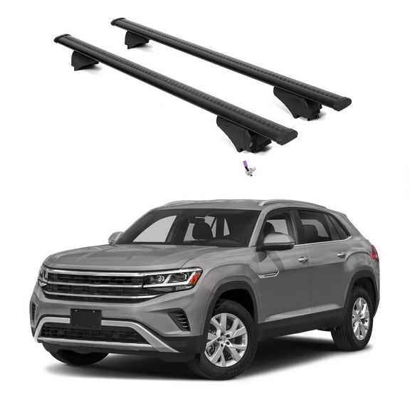 ERKUL Roof Rack Cross Bars for VW Volkswagen Atlas Cross Sport 2020-2025 | Aluminum Crossbars with Anti Theft Lock for Rooftop | Compatible with Flush Rails - Black