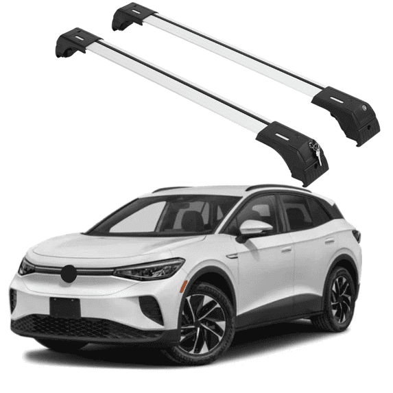 ERKUL Roof Rack Cross Bars for VW Volkswagen ID.4 2021-2025 | Aluminum Crossbars with Anti Theft Lock for Rooftop | Compatible with Flush Rails - Silver