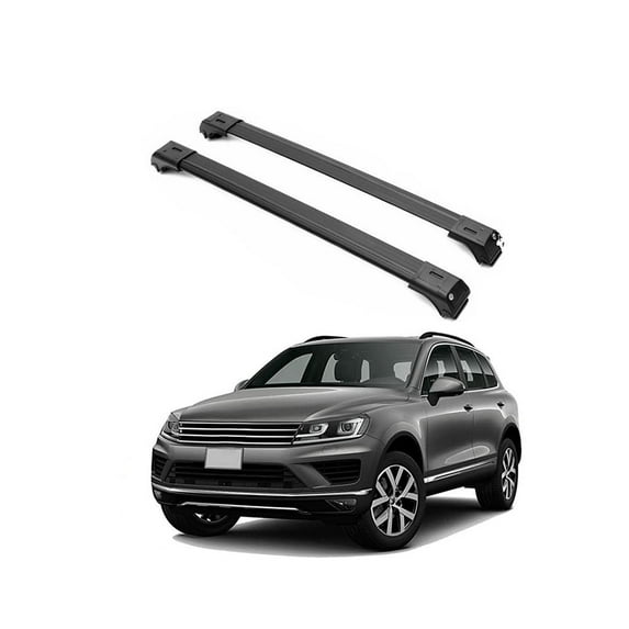 ERKUL Roof Rack Cross Bars for VW Volkswagen Touareg 2011-2018 | Aluminum Crossbars with Anti Theft Lock for Rooftop | Compatible with Raised Rails - Black