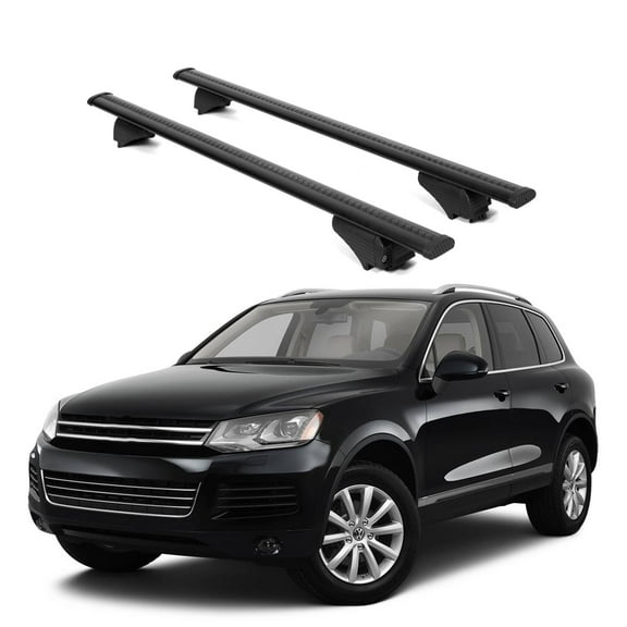 ERKUL Roof Rack Cross Bars for VW Volkswagen Touareg 2011-2018| Aluminum Crossbars with Anti Theft Lock for Rooftop | Compatible with Raised Rails - Black
