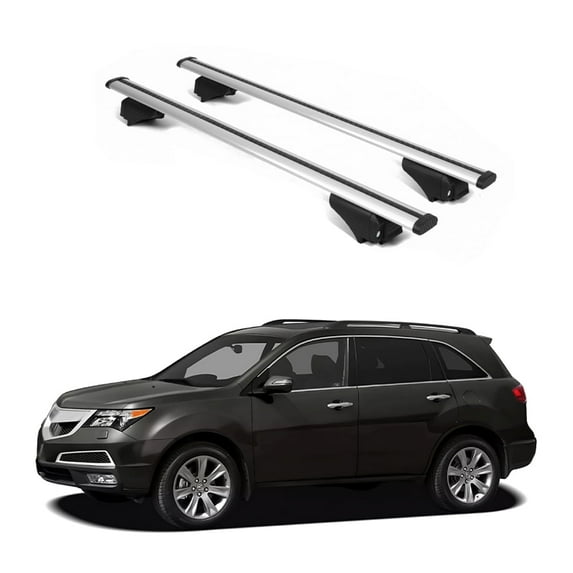 ERKUL Roof Rack Cross Bars for Acura MDX 2007-2013 | Aluminum Crossbars with Anti Theft Lock for Rooftop | Compatible with Raised Rails - Silver