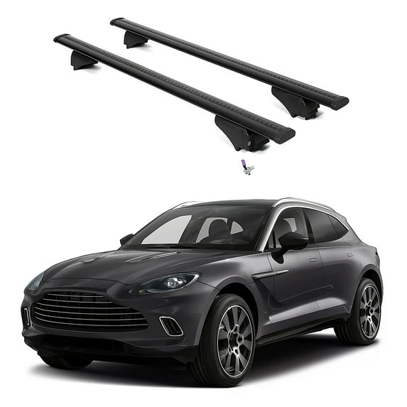 ERKUL Roof Rack Cross Bars for Aston Martin DBX 2021-2025 | Aluminum Crossbars with Anti Theft Lock for Rooftop | Compatible with Flush Rails - Black