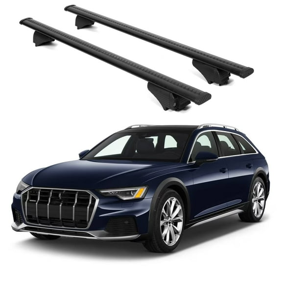 ERKUL Roof Rack Cross Bars for Audi A6 Allroad 2020-2024 | Aluminum Crossbars with Anti Theft Lock for Rooftop | Compatible with Raised Rails - Black
