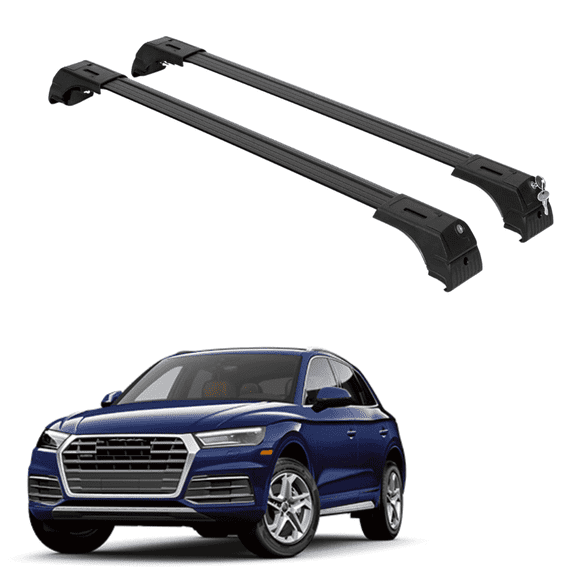ERKUL Roof Rack Cross Bars for Audi Q5 2018-2025 | Aluminum Crossbars with Anti Theft Lock for Rooftop | Compatible with Flush Rails - Black