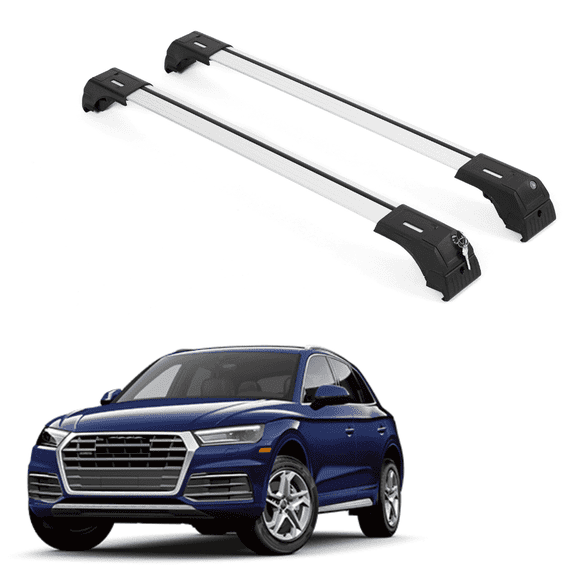 ERKUL Roof Rack Cross Bars for Audi Q5 2018-2025 | Aluminum Crossbars with Anti Theft Lock for Rooftop | Compatible with Flush Rails - Silver