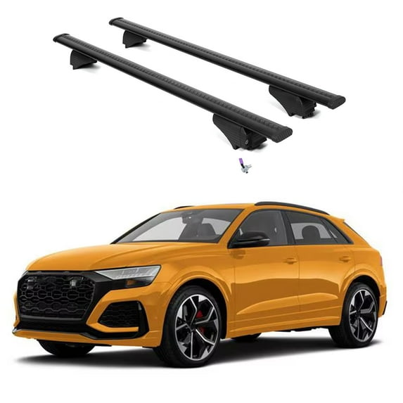 ERKUL Roof Rack Cross Bars for Audi RSQ8 2020-2025 | Aluminum Crossbars with Anti Theft Lock for Rooftop | Compatible with Flush Rails - Black