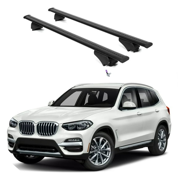 ERKUL Roof Rack Cross Bars for BMW X3 G01 2018-2025 | Aluminum Crossbars with Anti Theft Lock for Rooftop | Compatible with Flush Rails - Black