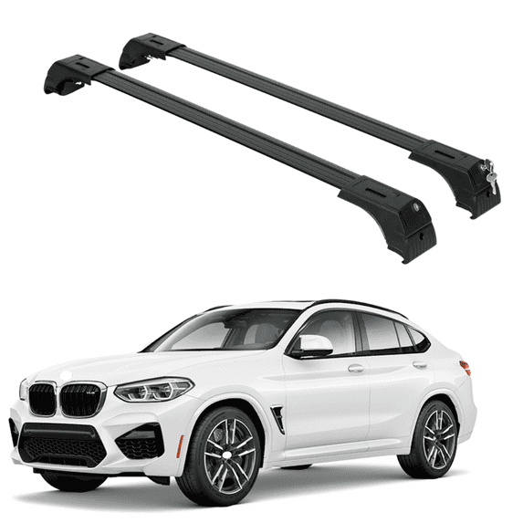 ERKUL Roof Rack Cross Bars for BMW X4 F26 2014-2018 | Aluminum Crossbars with Anti Theft Lock for Rooftop | Compatible with Flush Rails - Black
