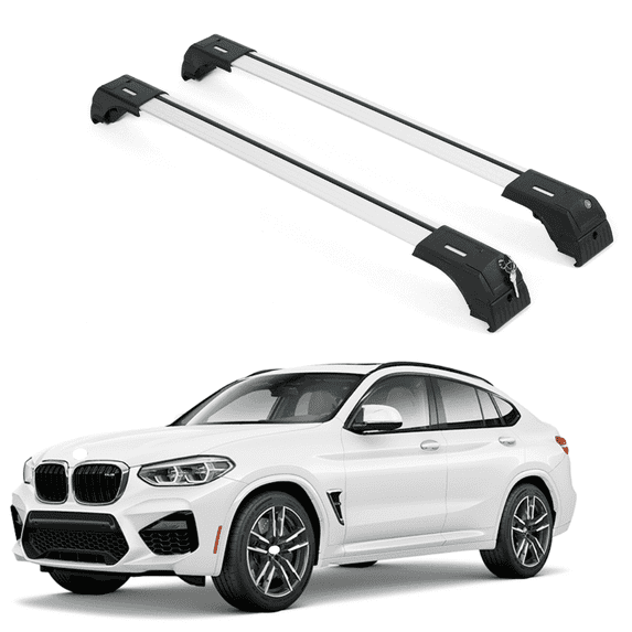 ERKUL Roof Rack Cross Bars for BMW X4 F26 2014-2018 | Aluminum Crossbars with Anti Theft Lock for Rooftop | Compatible with Flush Rails - Silver