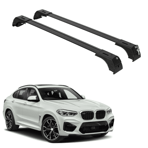 ERKUL Roof Rack Cross Bars for BMW X4 G02 2019-2025 | Aluminum Crossbars with Anti Theft Lock for Rooftop | Compatible with Flush Rails - Black