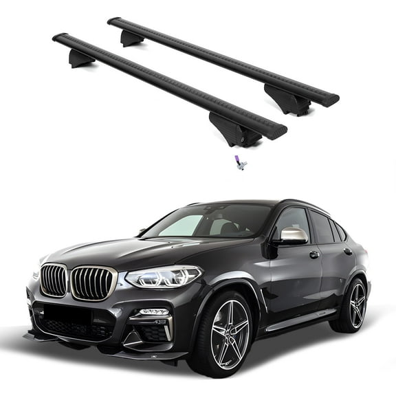 ERKUL Roof Rack Cross Bars for BMW X4 G02 2019-2025 | Aluminum Crossbars with Anti Theft Lock for Rooftop | Compatible with Flush Rails - Black
