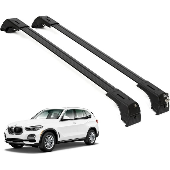 ERKUL Roof Rack Cross Bars for BMW X5 G05 2019-2024 | Anti-Theft Lock Aluminum Crossbars for Rooftop, Cargo Carrier | Black