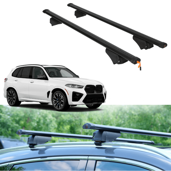 ERKUL Roof Rack Cross Bars for BMW X5 M 2020-2026 | Aluminum Crossbars with Anti Theft Lock for Rooftop | Compatible with Flush Rails - Black