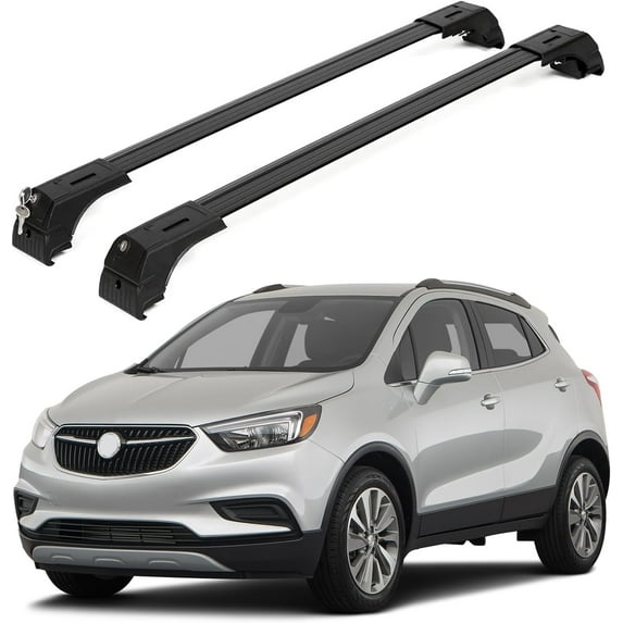 ERKUL Roof Rack Cross Bars for Buick Encore 2013-2022 | Aluminum Crossbars with Anti Theft Lock for Rooftop | Compatible with Flush Rails - Black