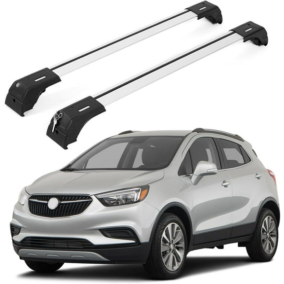 ERKUL Roof Rack Cross Bars for Buick Encore 2013-2022 | Aluminum Crossbars with Anti Theft Lock for Rooftop | Compatible with Flush Rails - Silver
