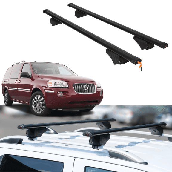 ERKUL Roof Rack Cross Bars for Buick Terraza 2005-2007 | Aluminum Crossbars with Anti Theft Lock for Rooftop | Compatible with Raised Rails - Black