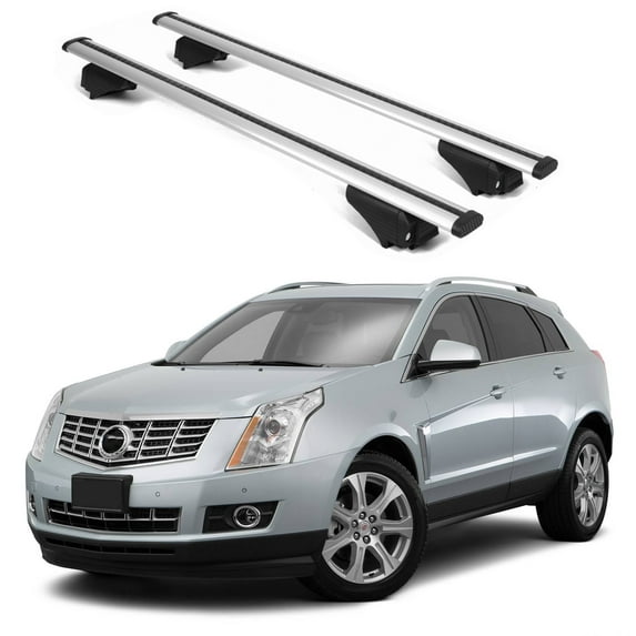 ERKUL Roof Rack Cross Bars for Cadillac SRX 2010-2016 | Aluminum Crossbars with Anti Theft Lock for Rooftop | Compatible with Raised Rails - Silver