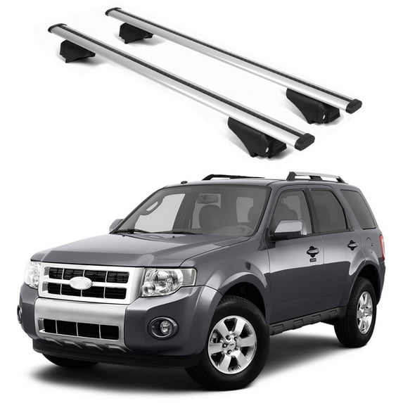 ERKUL Roof Rack Cross Bars for Ford Escape 2008-2012 | Aluminum Crossbars with Anti Theft Lock for Rooftop | Compatible with Raised Rails - Silver
