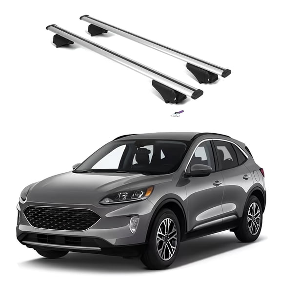 ERKUL Roof Rack Cross Bars for Ford Escape 2020-2025 | Aluminum Crossbars with Anti Theft Lock for Rooftop | Compatible with Flush Rails - Silver