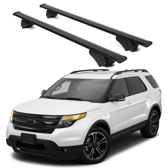 ERKUL Roof Rack Cross Bars for Ford Explorer 2011-2015 | Aluminum Crossbars with Anti Theft Lock for Rooftop | Compatible with Raised Rails - Black