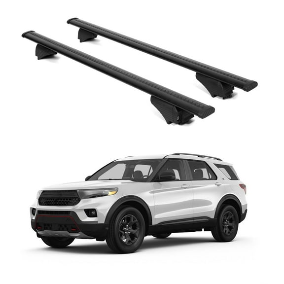 ERKUL Roof Rack Cross Bars for Ford Explorer 2020-2025 | Aluminum Crossbars with Anti Theft Lock for Rooftop | Compatible with Raised Rails - Black