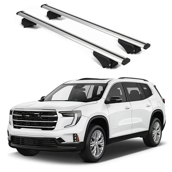 ERKUL Roof Rack Cross Bars for GMC Acadia 2024-2025 | Aluminum Crossbars with Anti Theft Lock for Rooftop | Compatible with Raised Rails - Silver