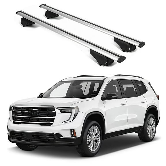 ERKUL Roof Rack Cross Bars for GMC Acadia 2024-2025 | Aluminum Crossbars with Anti Theft Lock for Rooftop | Compatible with Raised Rails - Silver