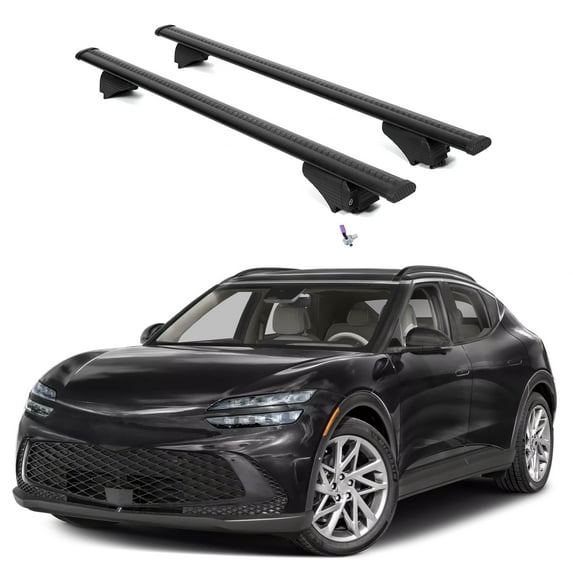 ERKUL Roof Rack Cross Bars for Genesis GV60 2023-2025 | Aluminum Crossbars with Anti Theft Lock for Rooftop | Compatible with Flush Rails - Black