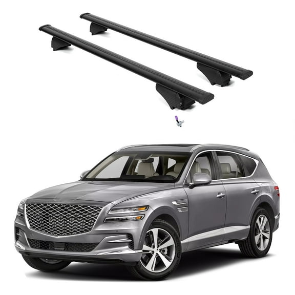 ERKUL Roof Rack Cross Bars for Genesis GV80 2021-2025 | Aluminum Crossbars with Anti Theft Lock for Rooftop | Compatible with Flush Rails - Black