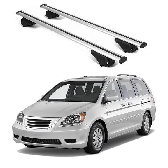 ERKUL Roof Rack Cross Bars for Honda Odyssey 2005-2010 | Aluminum Crossbars with Anti Theft Lock for Rooftop | Compatible with Raised Rails - Silver